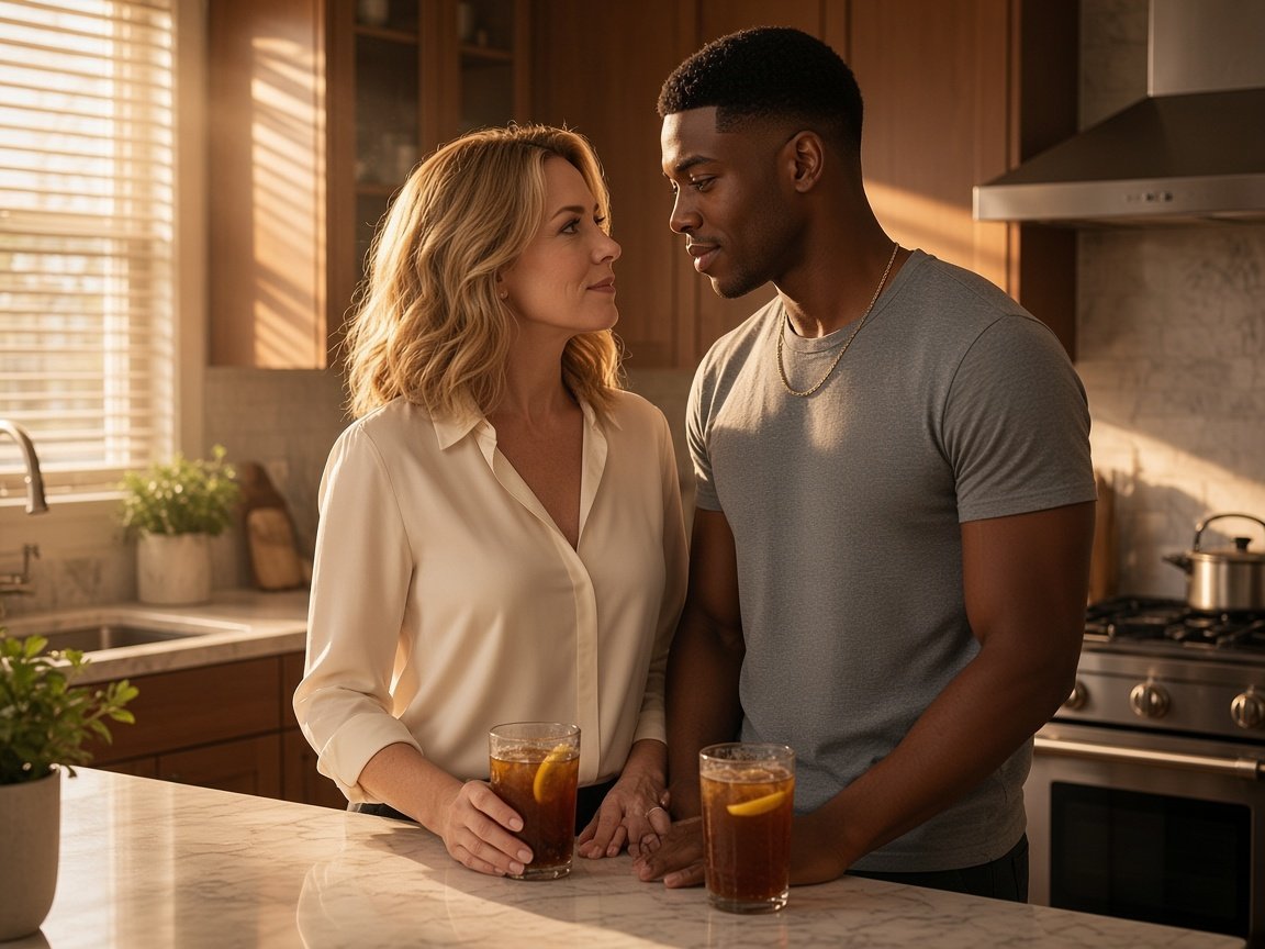 Helen and Jordan in her kitchen; first charged closeness