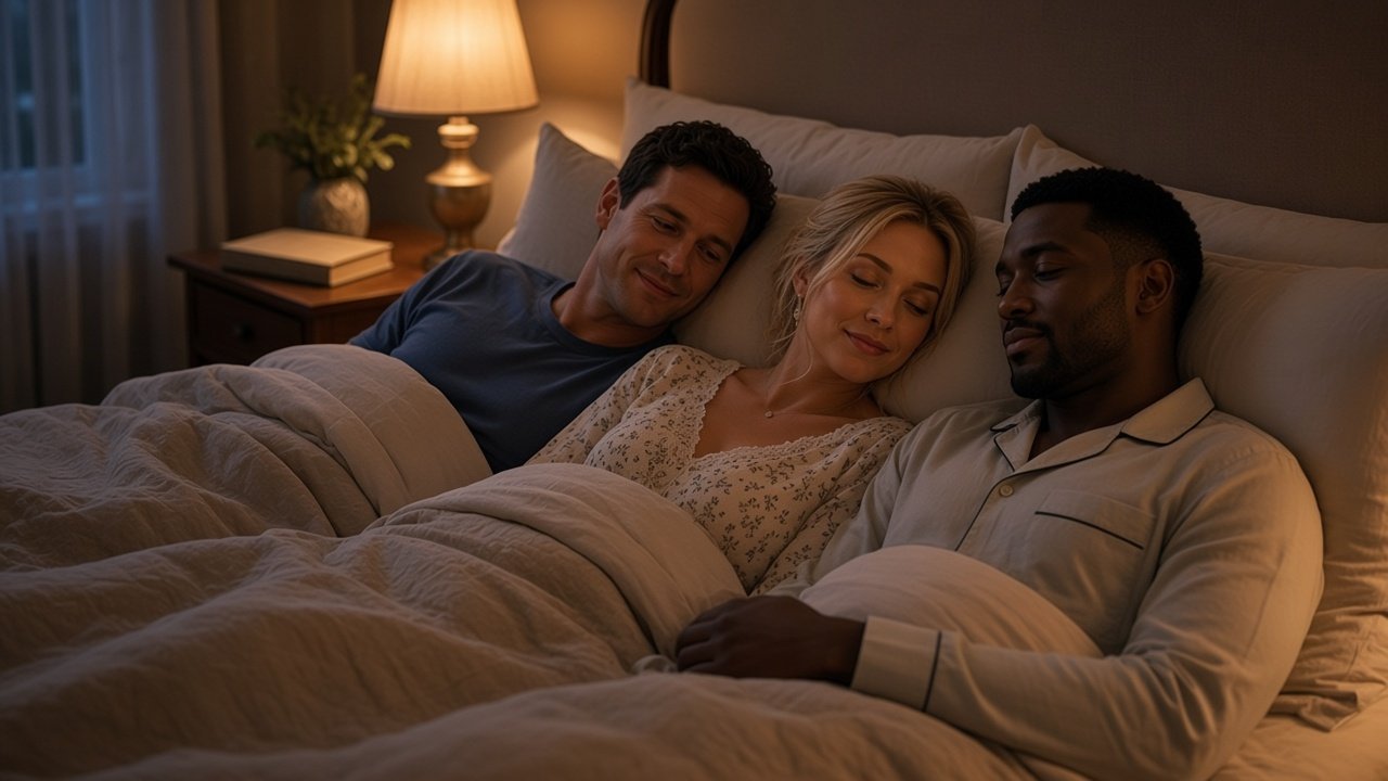Aftercare — Claire between Ethan and Darius